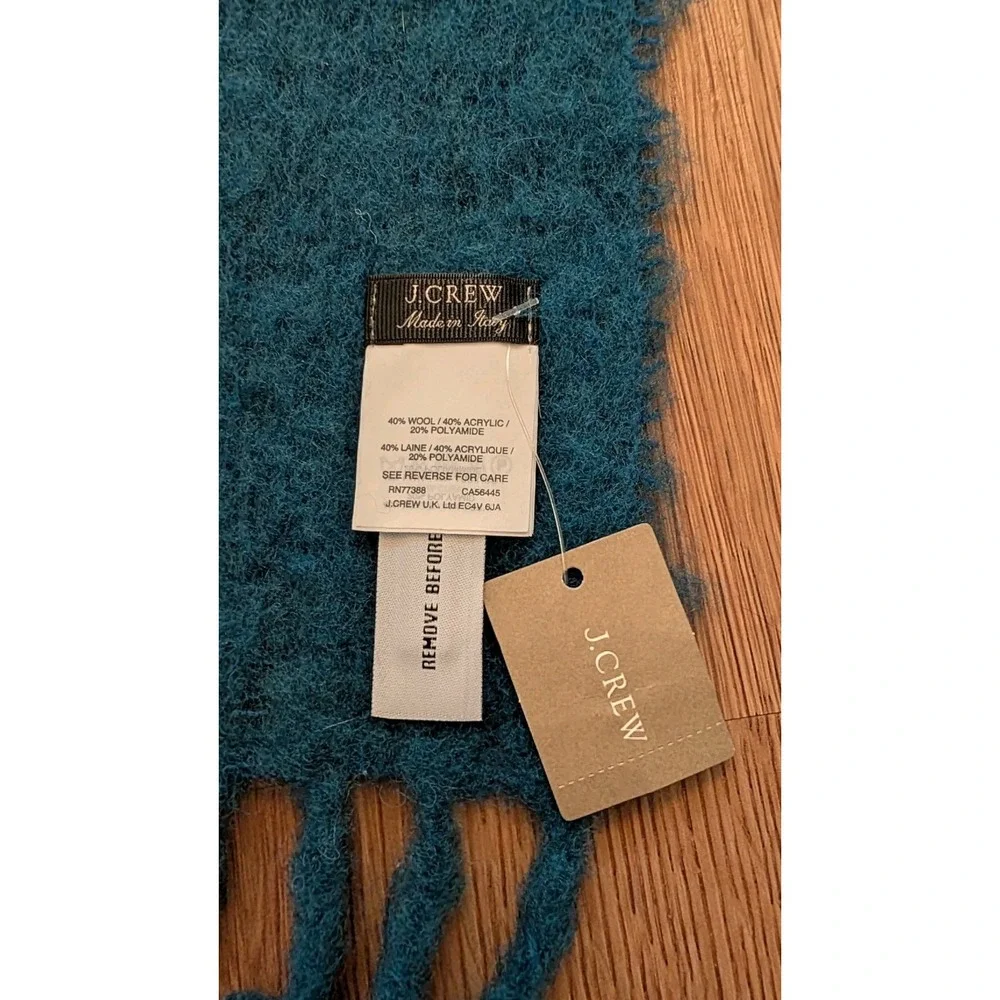 NWT‎ J Crew Oversize Scarf Made In Italy Wool Blend Blue/Teal 90